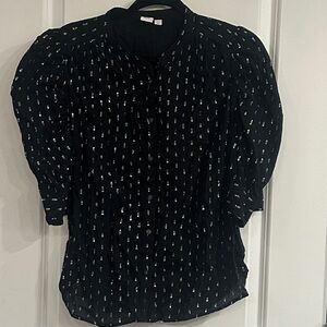 Gap Black Button-Front Blouse with Silver Dot Accents